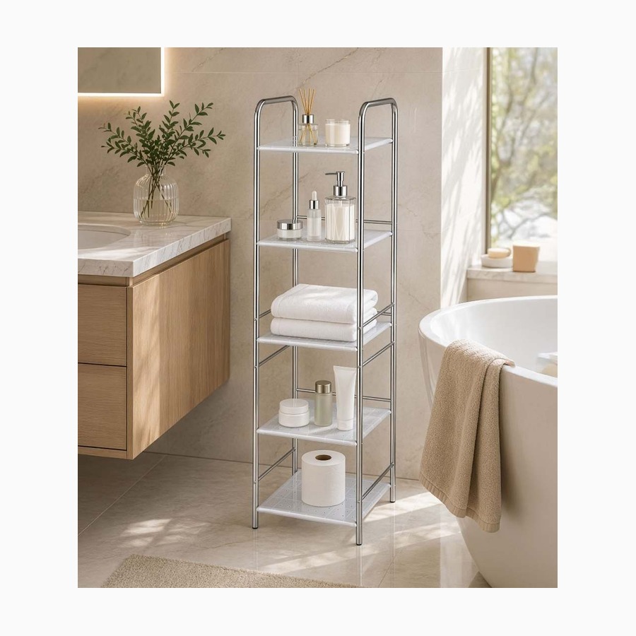 Estante cromado de 5 niveles para baño (HB-5551)