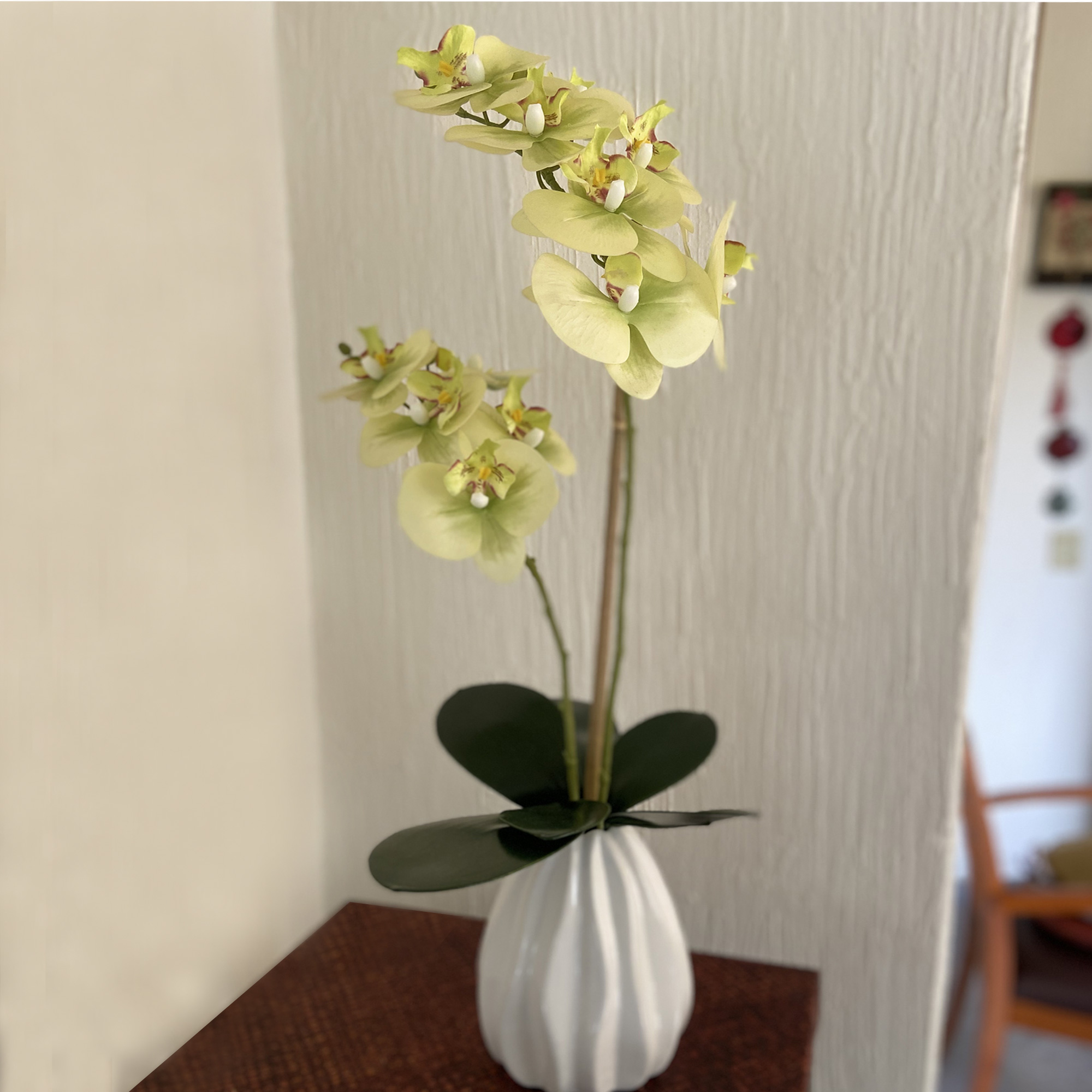 Orquídea decorativa con 12 flores artificiales (verde)