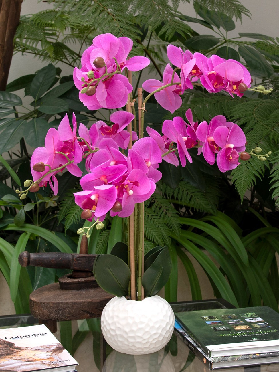 Orquídea decorativa con 30 flores artificiales (rosa)